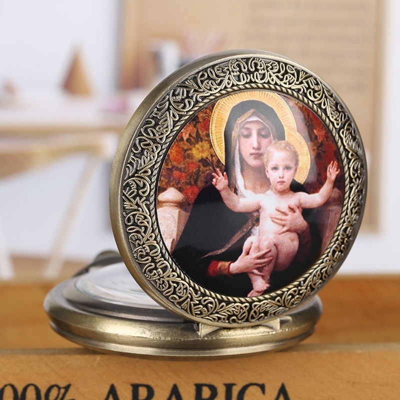 Madonna and Child – Vintage Quartz Pocket Watch Necklace - Image 5