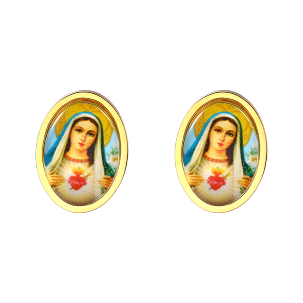 Immaculate Heart of Mary – Devotional Stud Earrings - Image 4