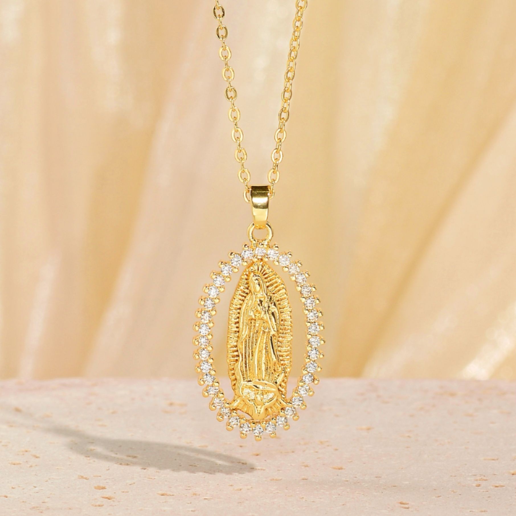 Virgin Mary Inlaid With Rhinestones Pendants - Image 5