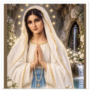 Our Lady Of Lourdes | Glass Circle Ornament
