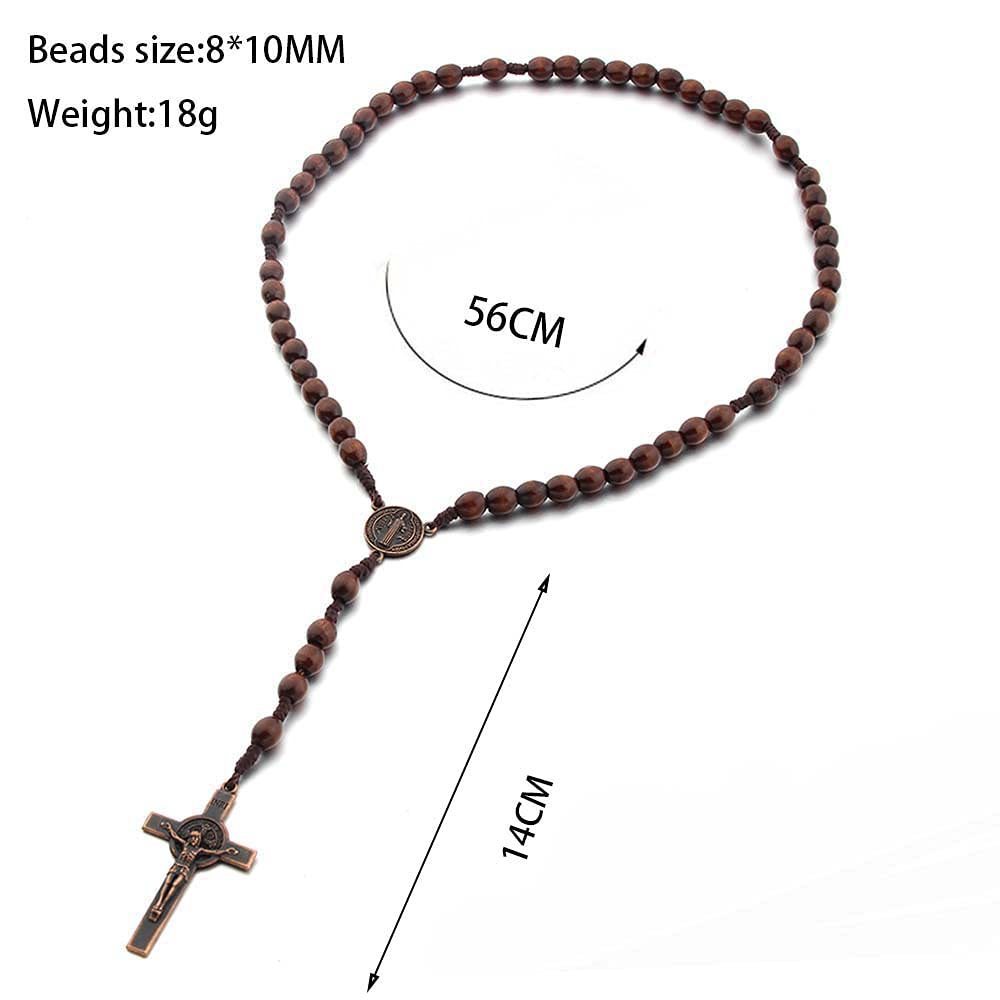 Rosary With Wood Beads in Mahogany Brown - Image 2