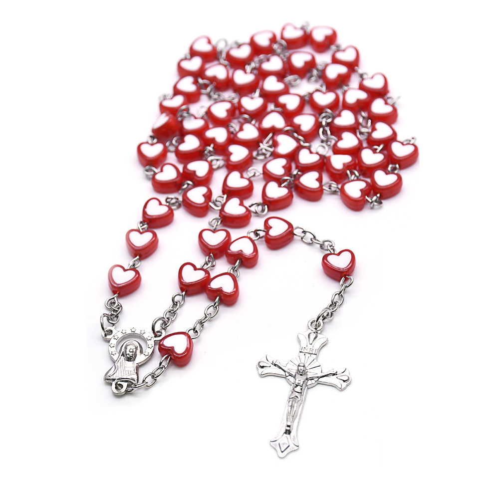 Red and Pink Heart Rosary - Image 5