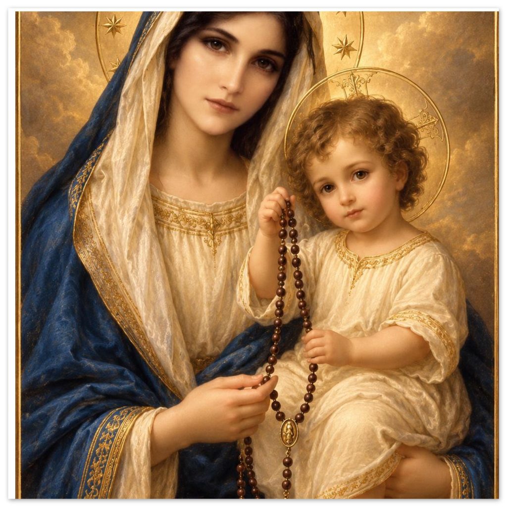 Divine Mother & Child Glass Ornament | Classic Religious Art for Your Home