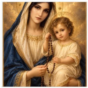 Divine Mother & Child Glass Ornament | Classic Religious Art for Your Home