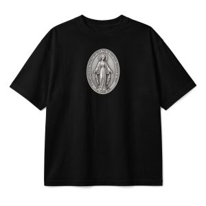 Miraculous Medal | Front and Back  | Women's  crew neck boxy t-shirt