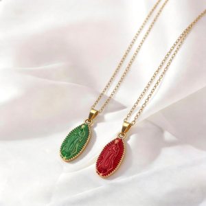 Epoxy Green or Red  Virgin Mary Pendant