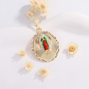 Our Lady of Guadalupe – Multicolored Oval Pendant