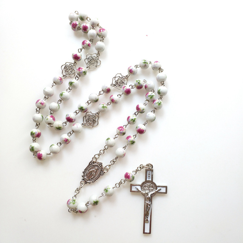Ceramic Rose Rosary Beads Rosary - Image 3