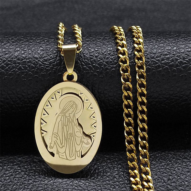 Virgin Mary Prayer Pendant Oval - Image 4