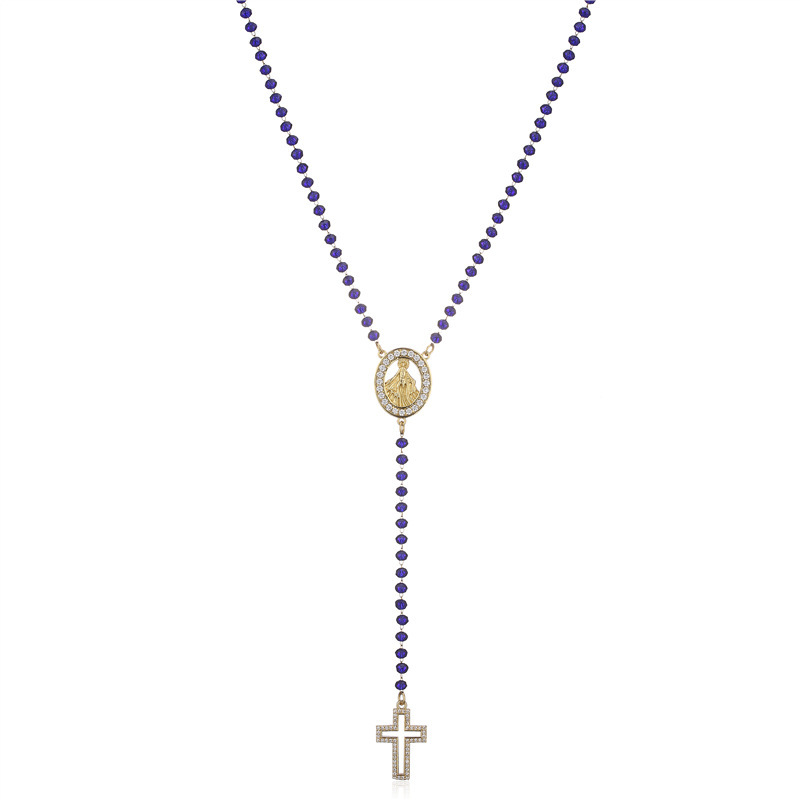 Miraculous Medal & Cross – Gold-Tone Beaded Y-Necklace - Image 9