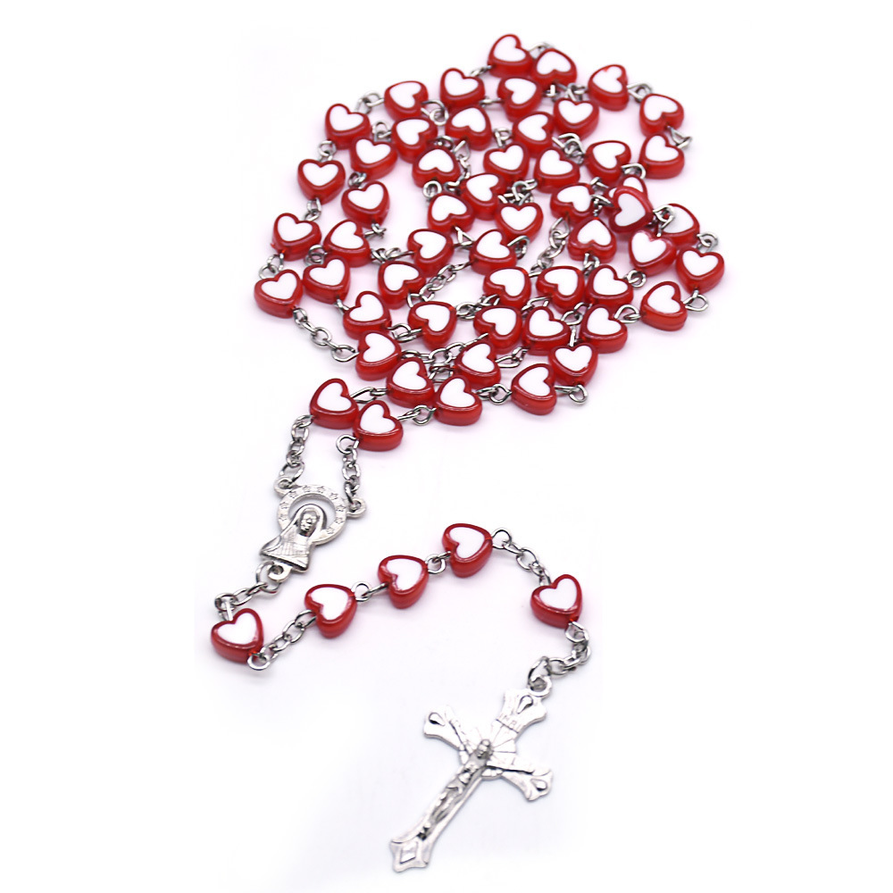 Red and Pink Heart Rosary - Image 2