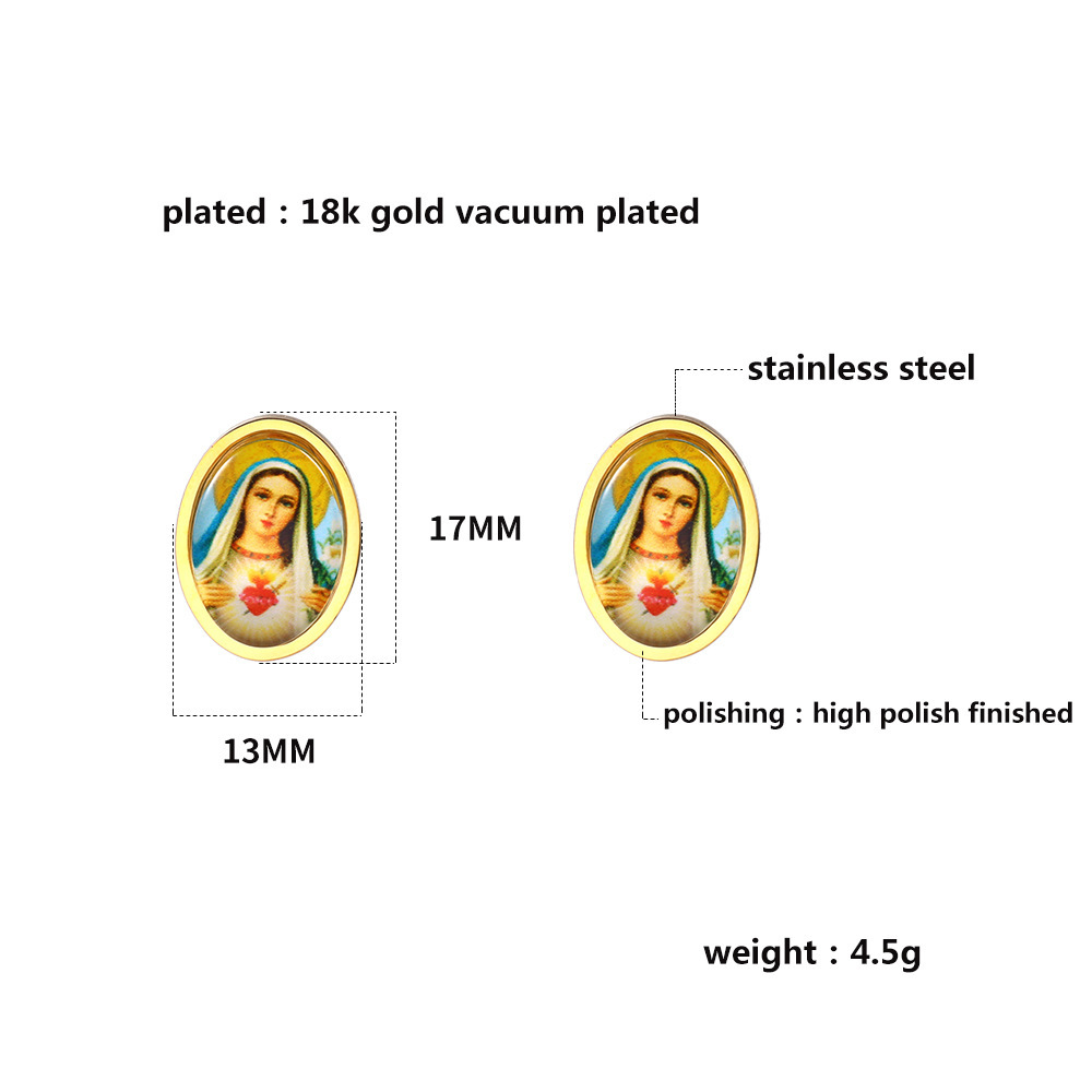 Immaculate Heart of Mary – Devotional Stud Earrings - Image 3