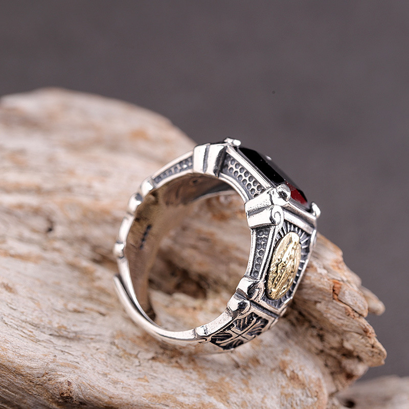 S925 Silver Black Onyx Sterling Silver Ring – Adjustable Design - Image 3