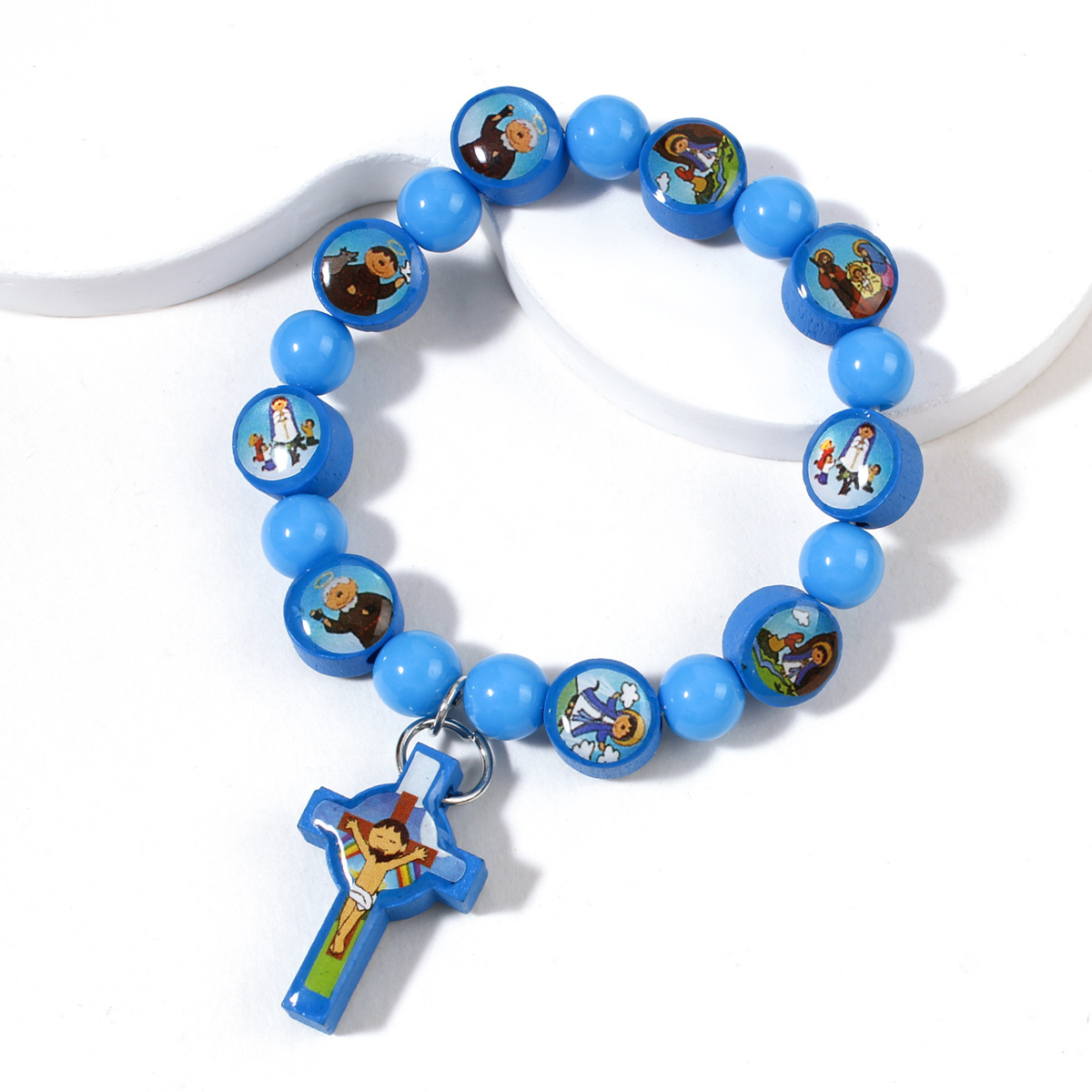 Pink And Blue Kids Rosary Bracelets - Image 4