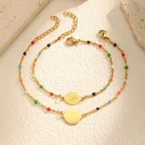 Gold chain with multi color beads Our Lady Of Guadalupe Necklace