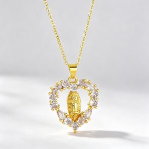 Our Lady of Guadalupe in Stones Pendant 18 K Gold