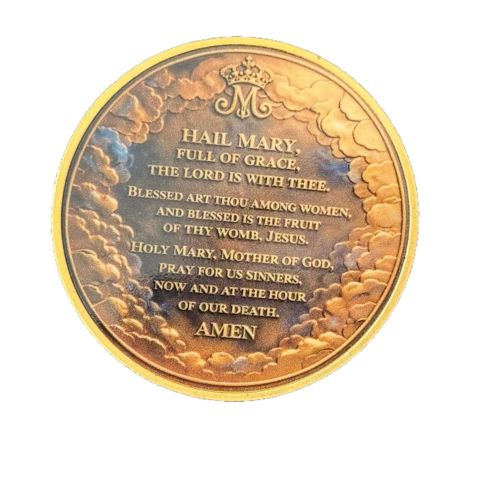 Hail Mary Catholic Prayer Coin – Blessed Virgin Mary & Ave Maria Commemorative Medal - Image 2