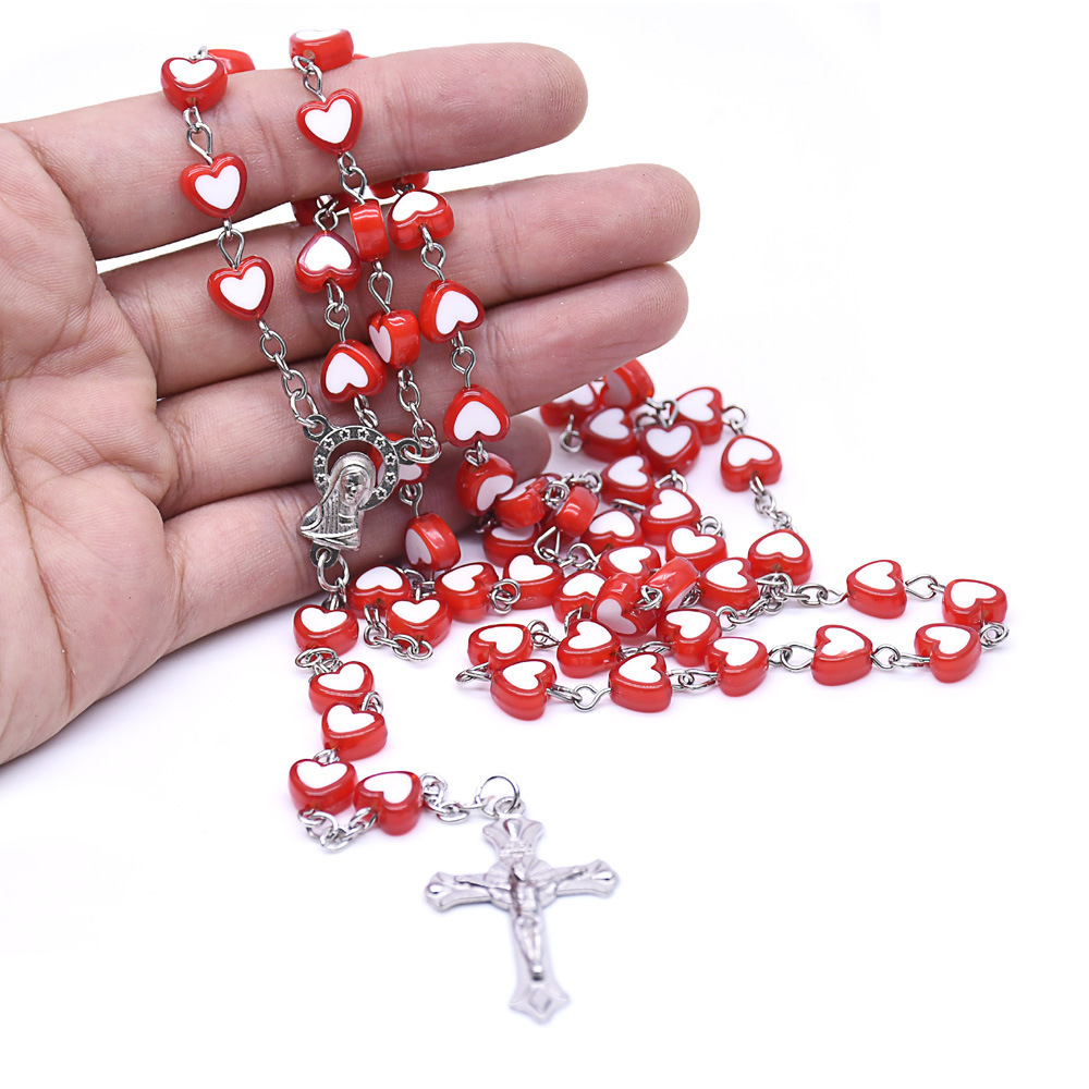 Red and Pink Heart Rosary - Image 4