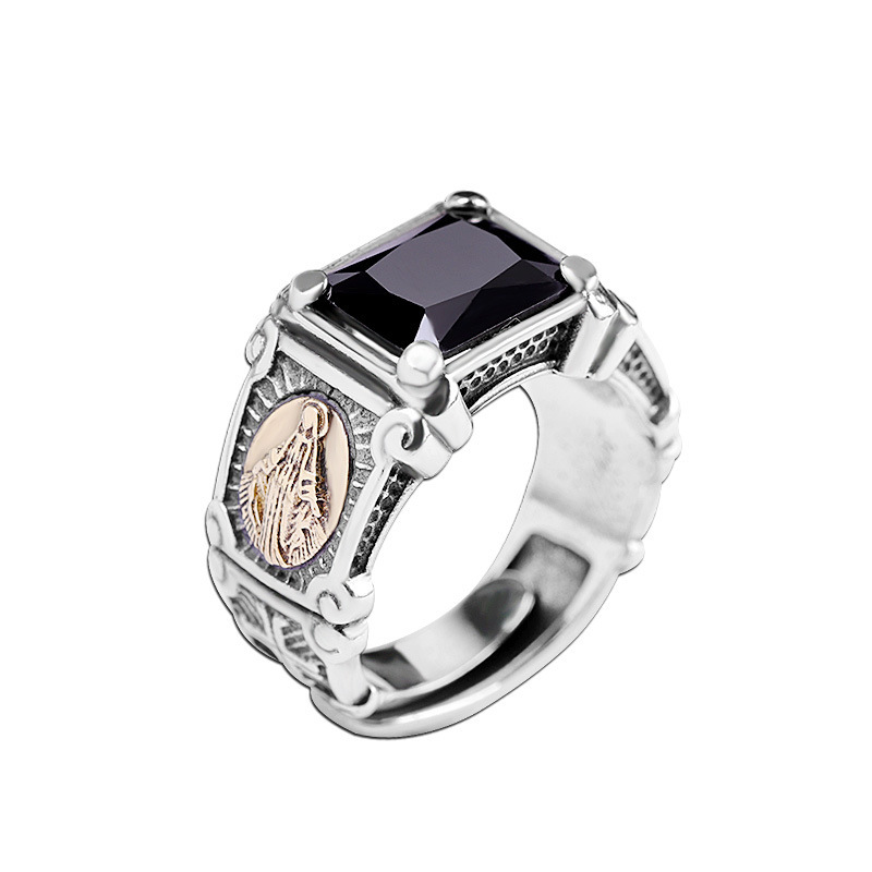 S925 Silver Black Onyx Sterling Silver Ring – Adjustable Design - Image 5