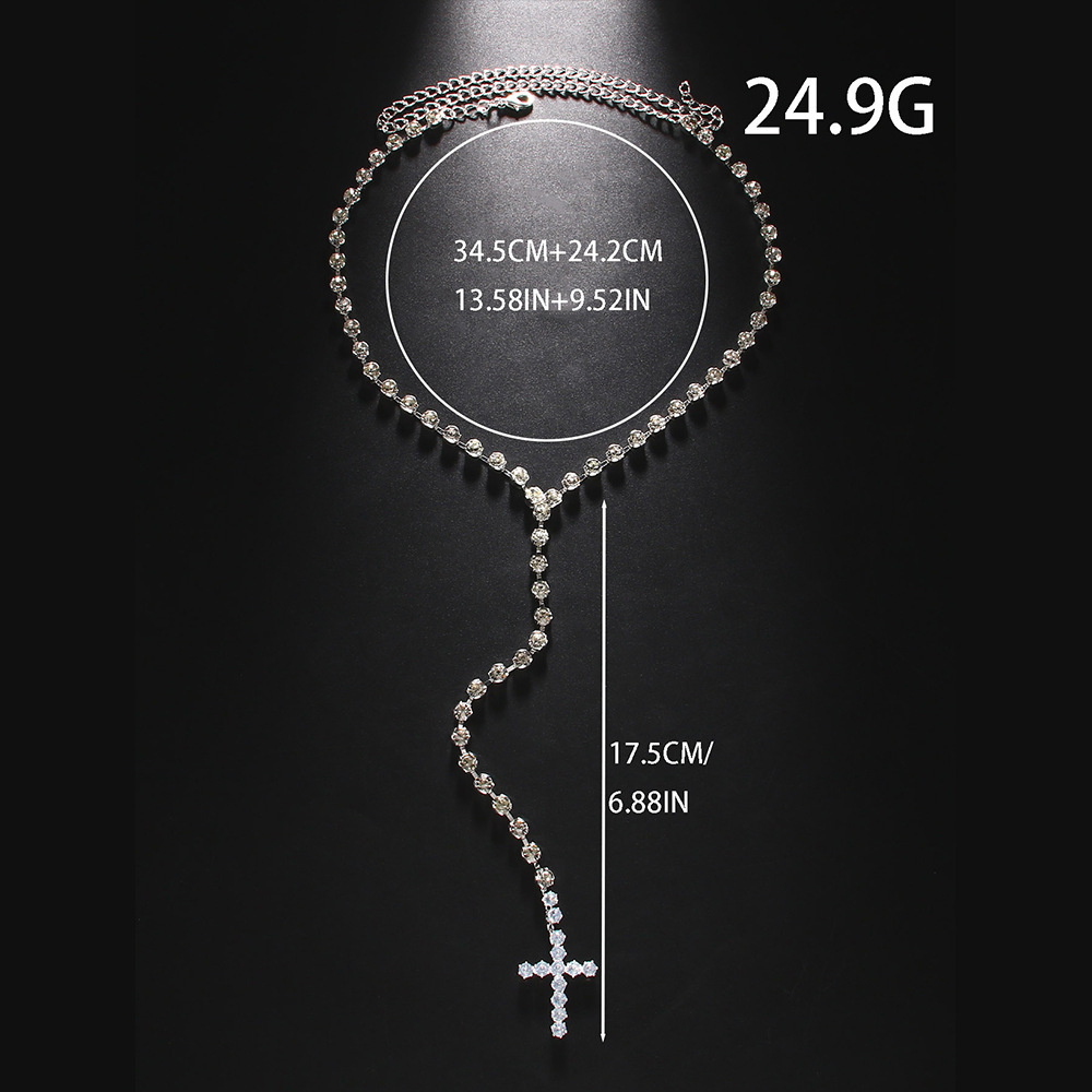 Rhinestone Cross Pendant Necklace - Image 2