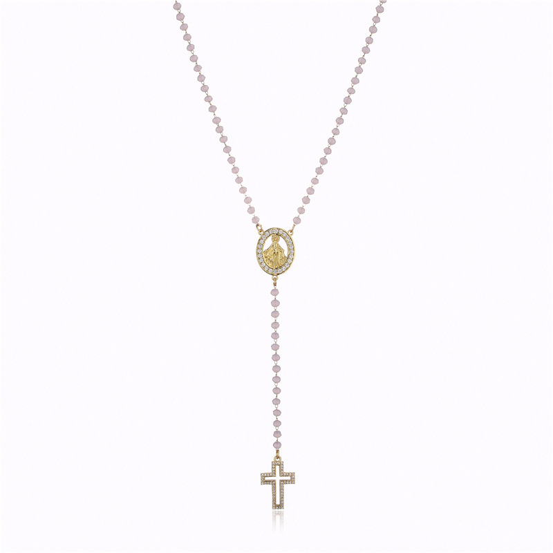 Miraculous Medal & Cross – Gold-Tone Beaded Y-Necklace - Image 7