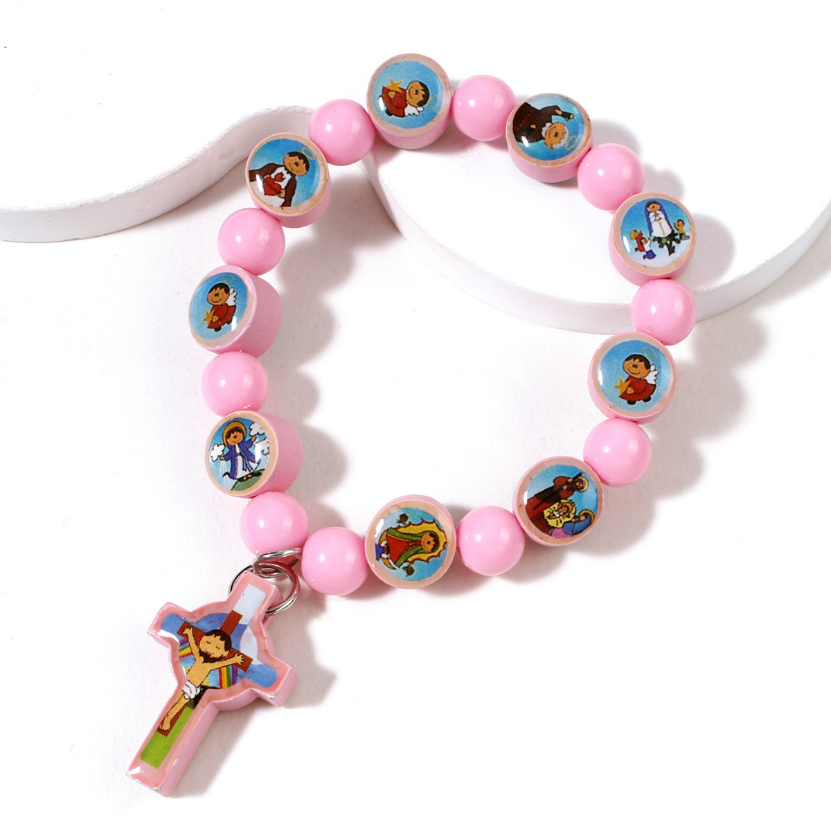 Pink And Blue Kids Rosary Bracelets - Image 3