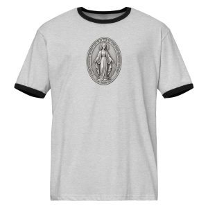Miraculous Medal | Front and Back | Unisex ringer t-shirt