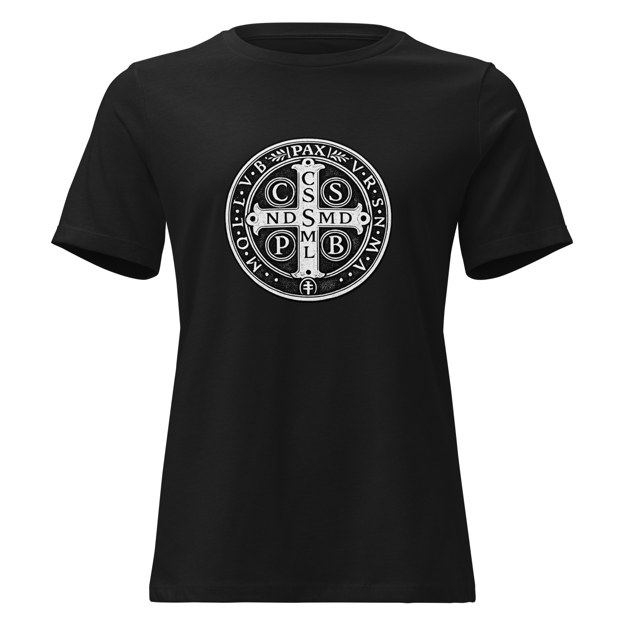 Benedictine Medal Front and Back Design | Women's Relaxed T-Shirt - Image 3