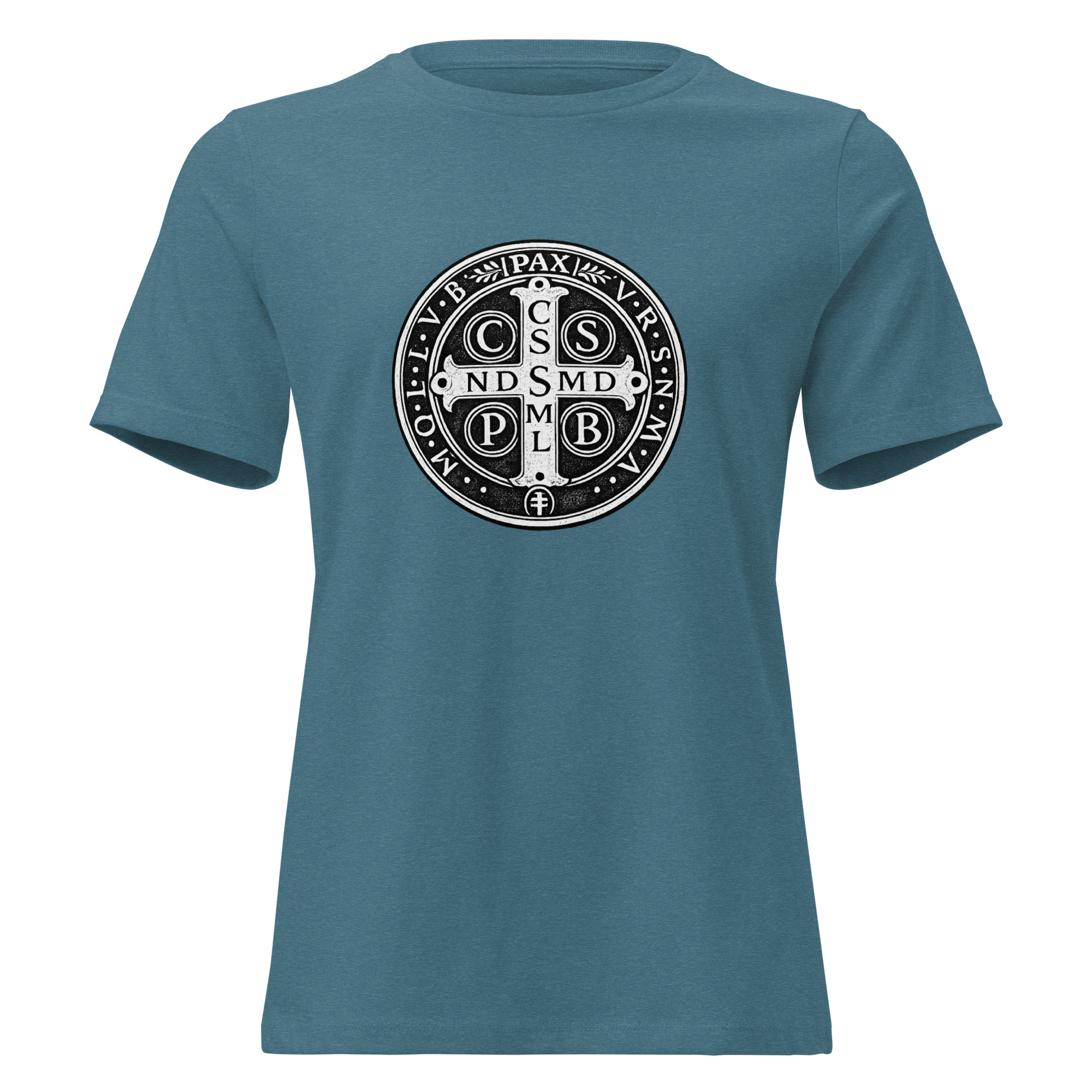 Benedictine Medal Front and Back Design | Women's Relaxed T-Shirt - Image 7