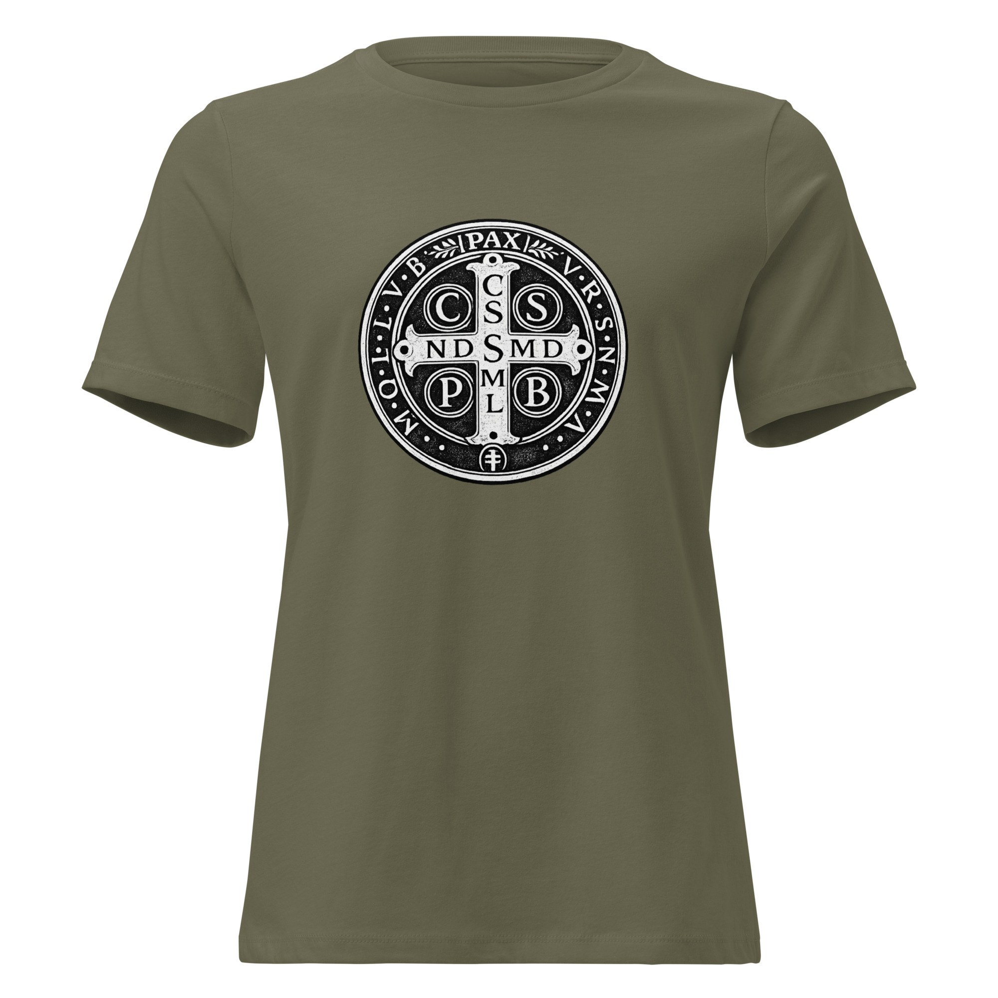 Benedictine Medal Front and Back Design | Women's Relaxed T-Shirt - Image 6