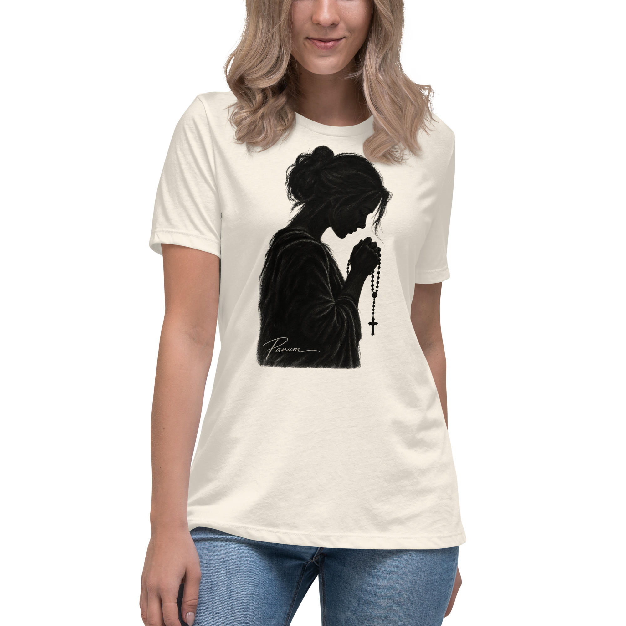 PANUM Signature Rosary Prayer | Women's Relaxed T-Shirt - Image 2