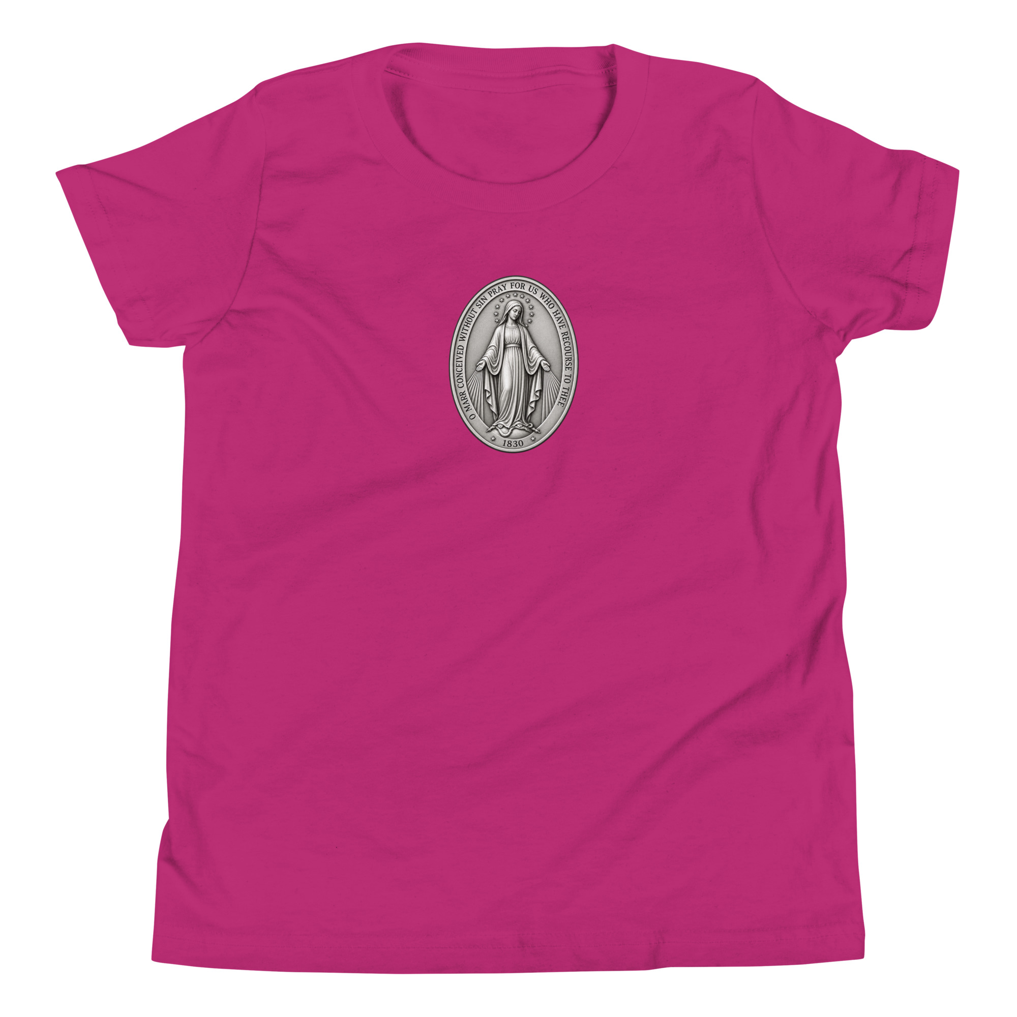Miraculous Medal | Front and Back | Youth Short Sleeve T-Shirt - Image 3