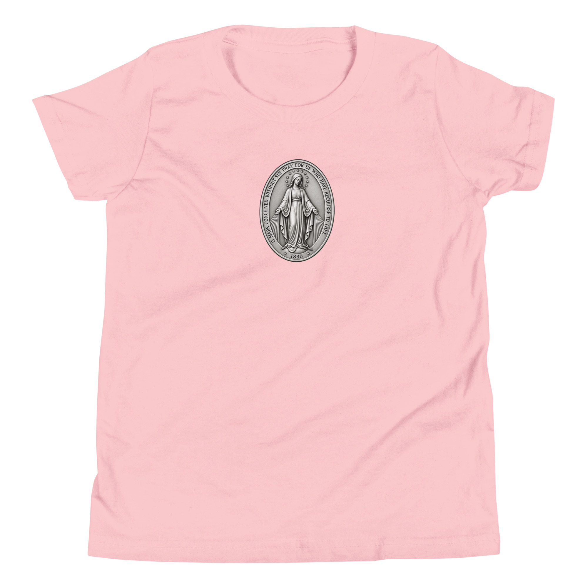 Miraculous Medal | Front and Back | Youth Short Sleeve T-Shirt - Image 4