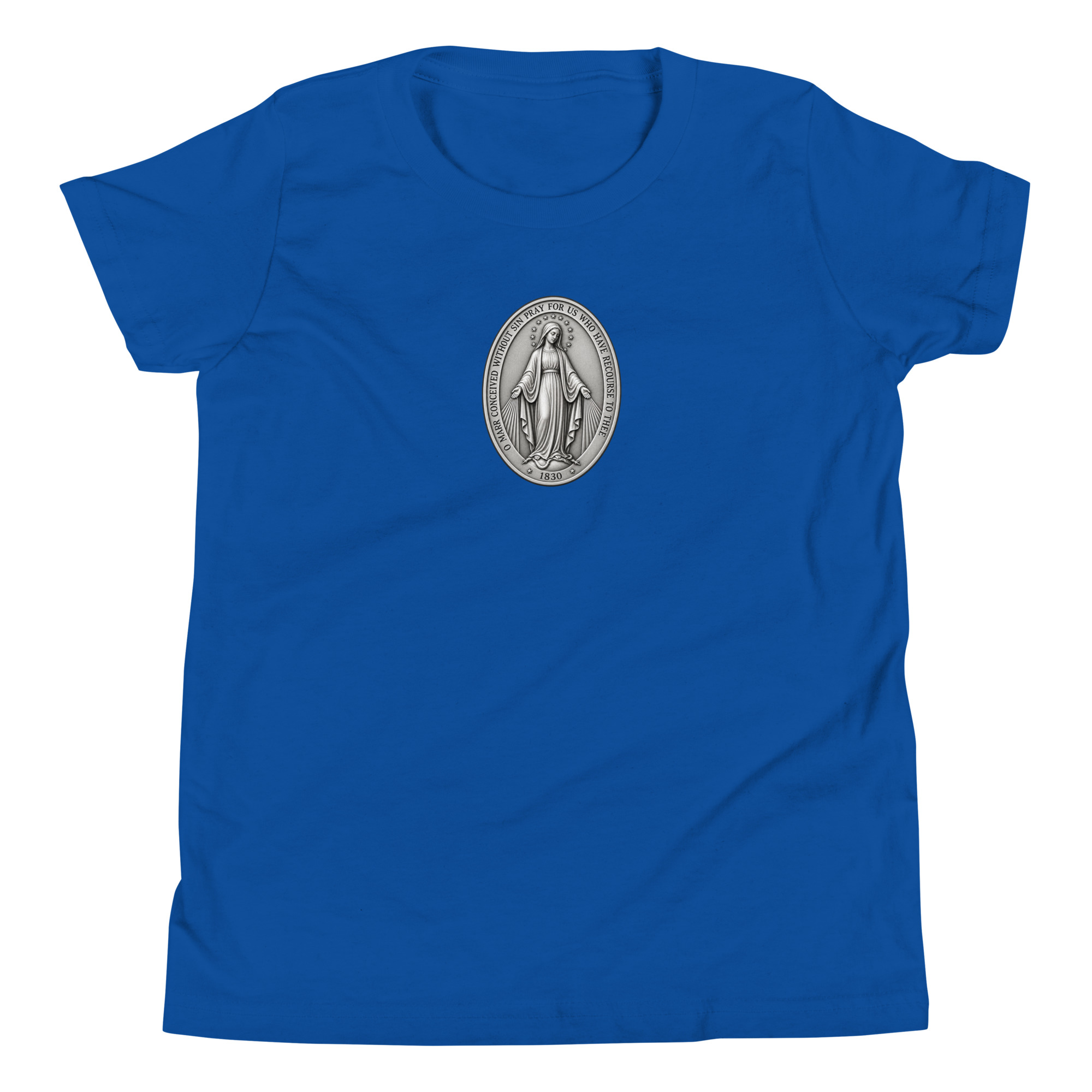 Miraculous Medal | Front and Back | Youth Short Sleeve T-Shirt - Image 2