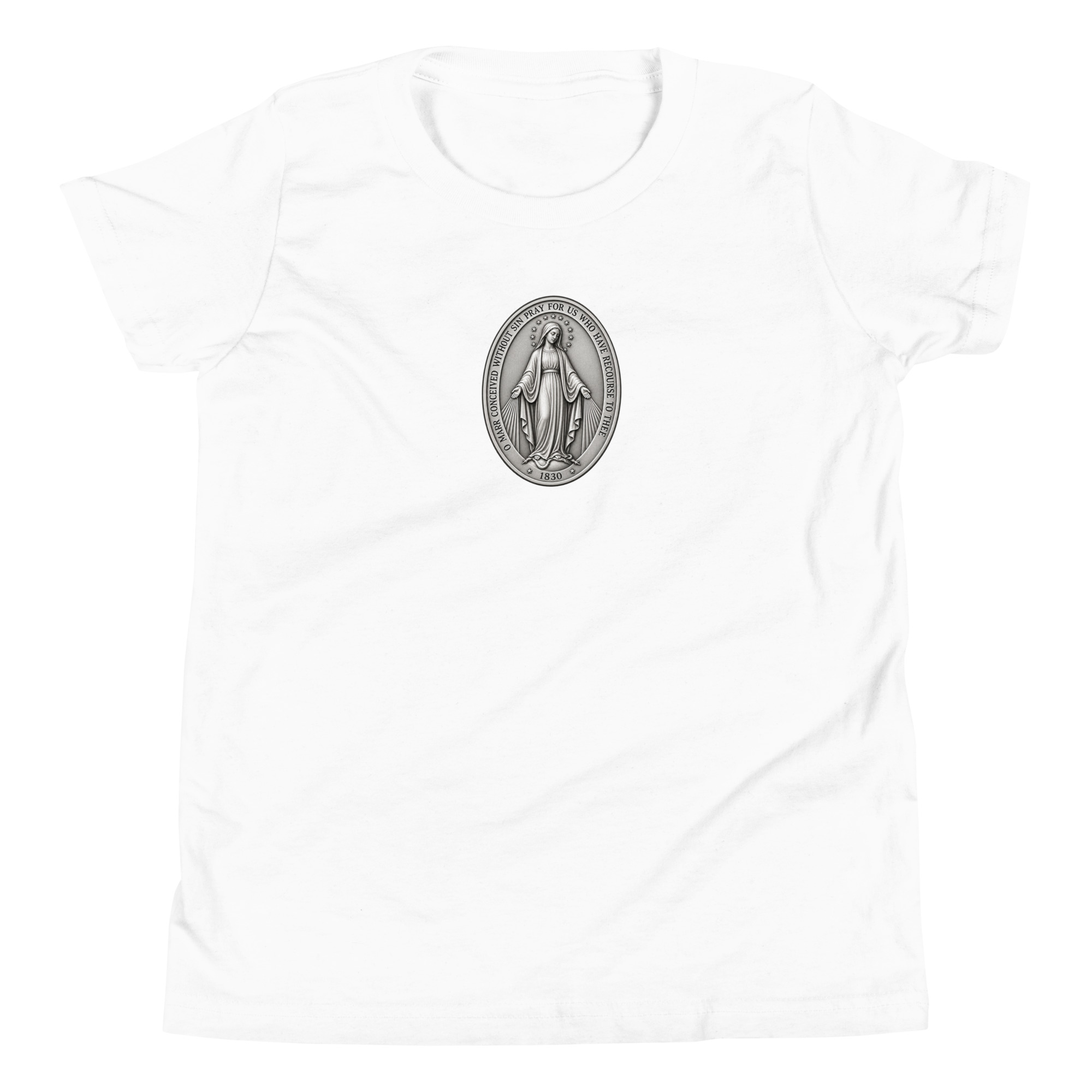 Miraculous Medal | Front and Back | Youth Short Sleeve T-Shirt - Image 5
